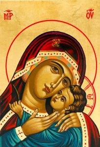 IKONA MARIJA USMILJENA RDEČA 0A