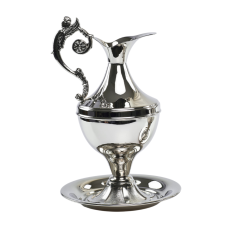 Vrč in podstavek za krščevanje (srebrn, 29 cm)