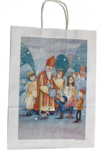 Darilna vrečka Miklavž bela