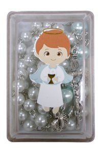 Rožni venec obhajilo v škatlici (moder)