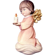 Angel s svečko relief barva (les, 16 cm)