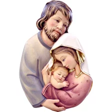 Sveta družina relief barva (les, 35 cm)